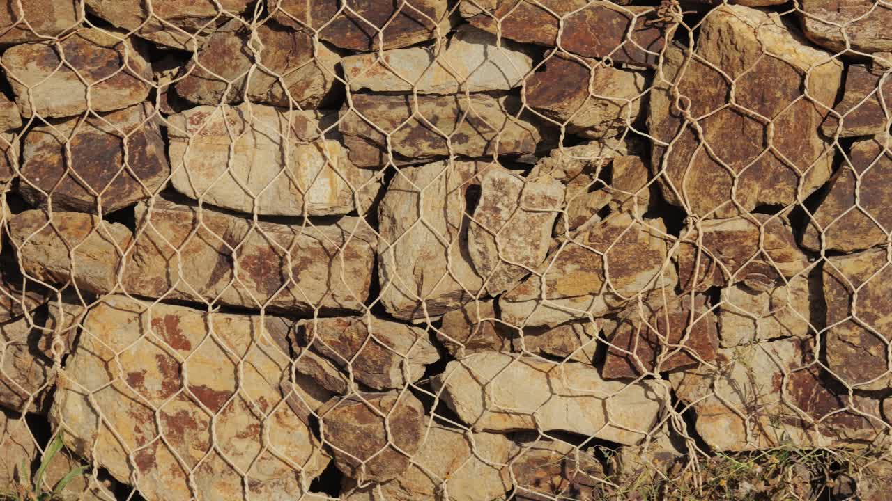 Stone Wall with Wire Mesh