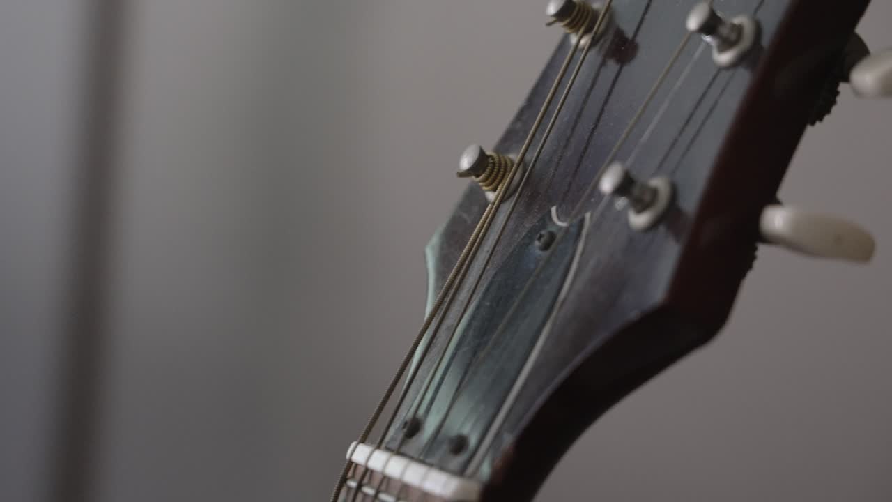 Extreme close up loo at the white old-school tuning pegs