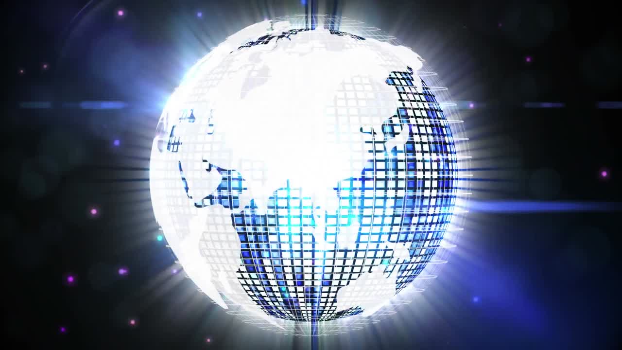 반이는 디스코 공이 회전하고 검은색 배경에 빛나는 반점 위에 반이는 입자의 애니메이션