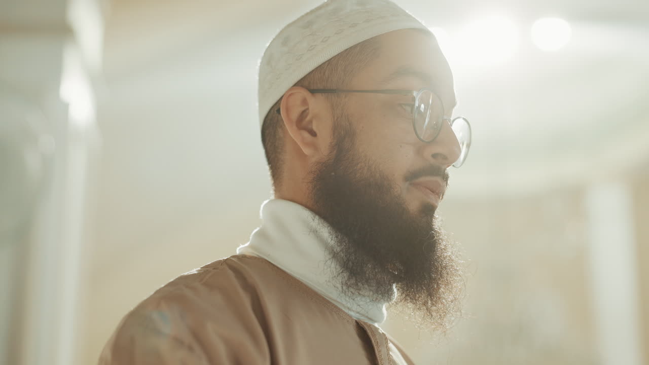 Islamic prayer, faith and man in mosque