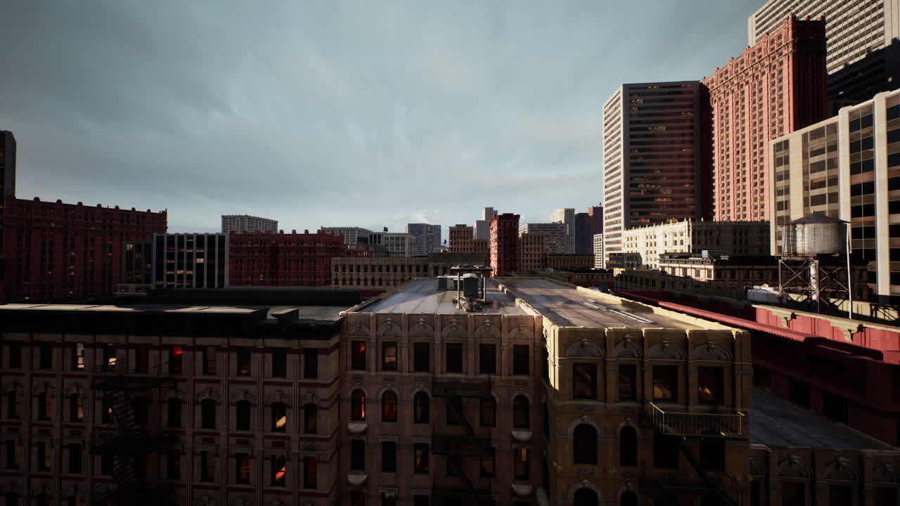 오래된 건물로 된 도시 스카이 라인