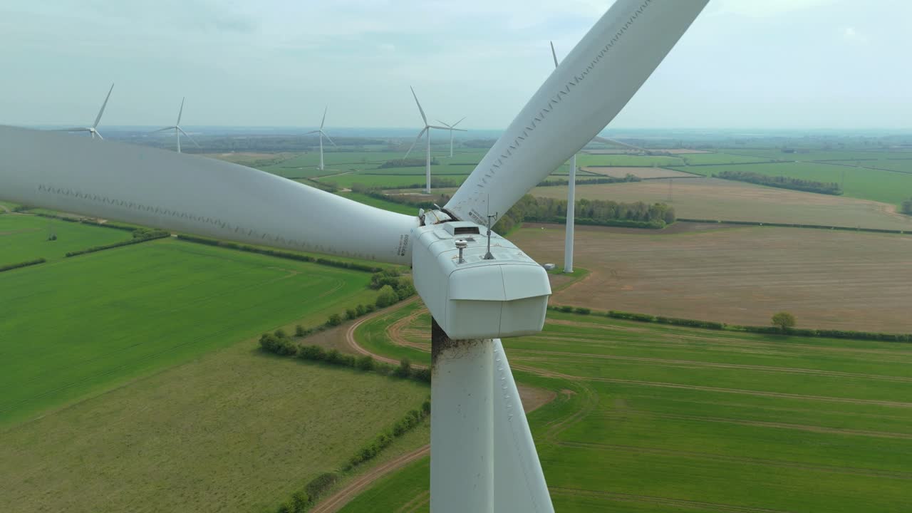 Drone Footage of Wind Power Station Harnessing Renewable Energy in England