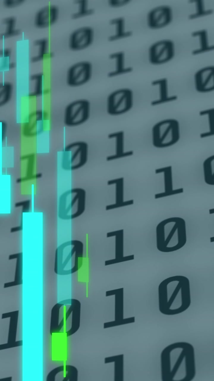 Animation of financial data processing with graph on white background