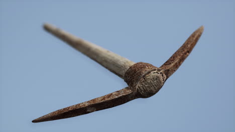 Close-up-of-an-old-rusted-pickaxe-head