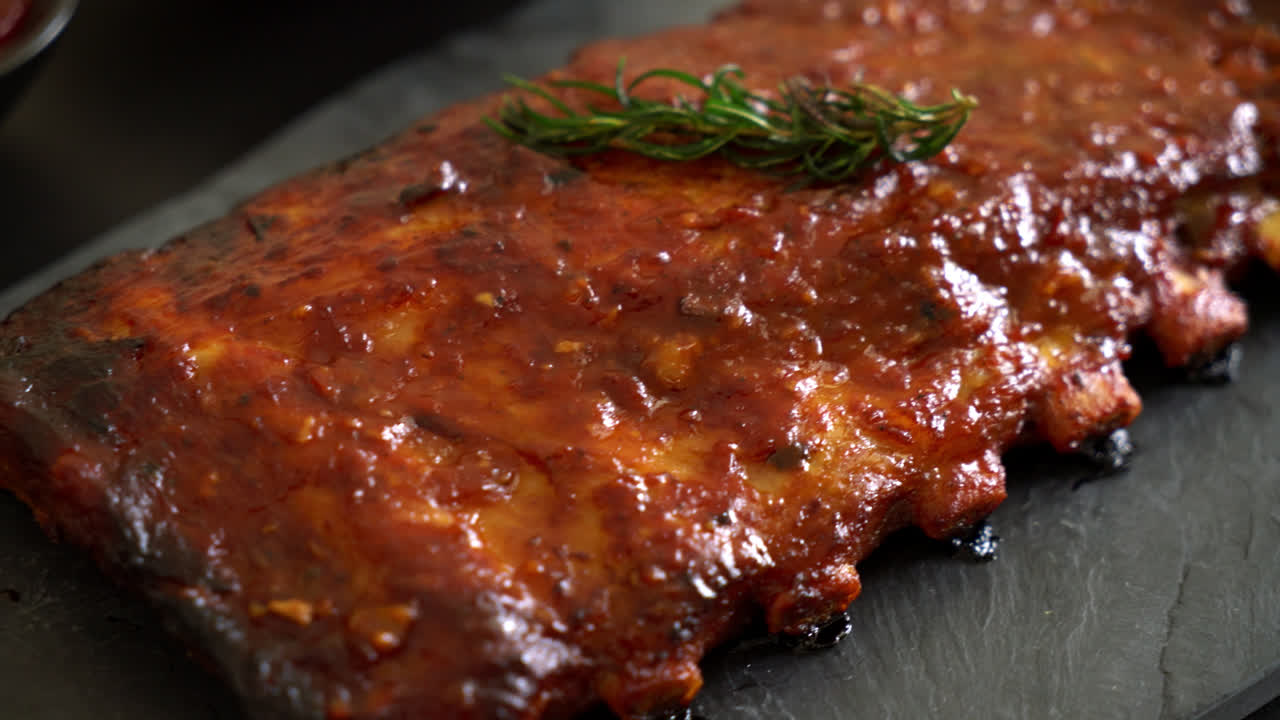 Grilled and barbecue ribs pork with BBQ sauce-1