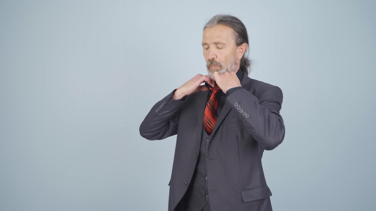 공기 온도에 압도된 사업가.