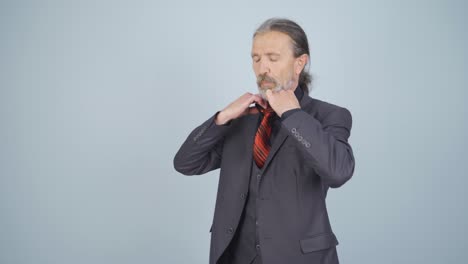 businessman overwhelmed by the air temperature.