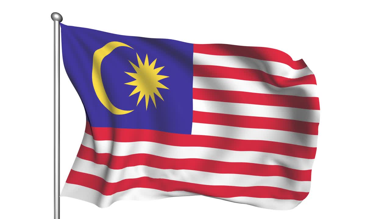 Bandiera della Malesia nel vento (canale alfa, semitrasparente, ripetibile)