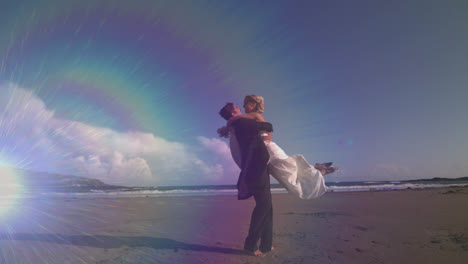 Couple-embracing-each-other-on-the-beach