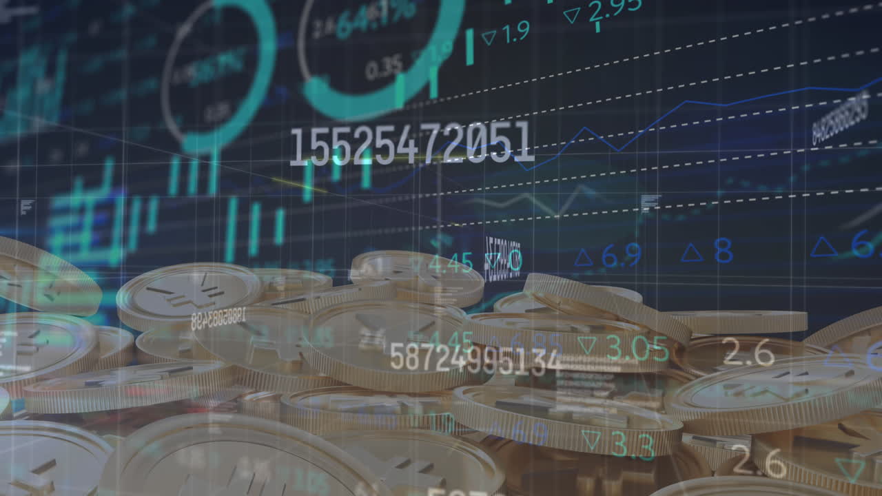 금 엔 동전 에 대한 숫자 변화 와 데이터 처리 의 애니메이션