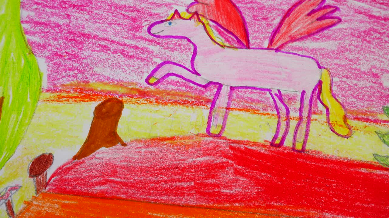 O desenho de um Pégaso na montanha
