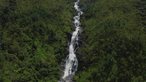 wide aerial view of colnett waterfall near hienghene new caledonia
