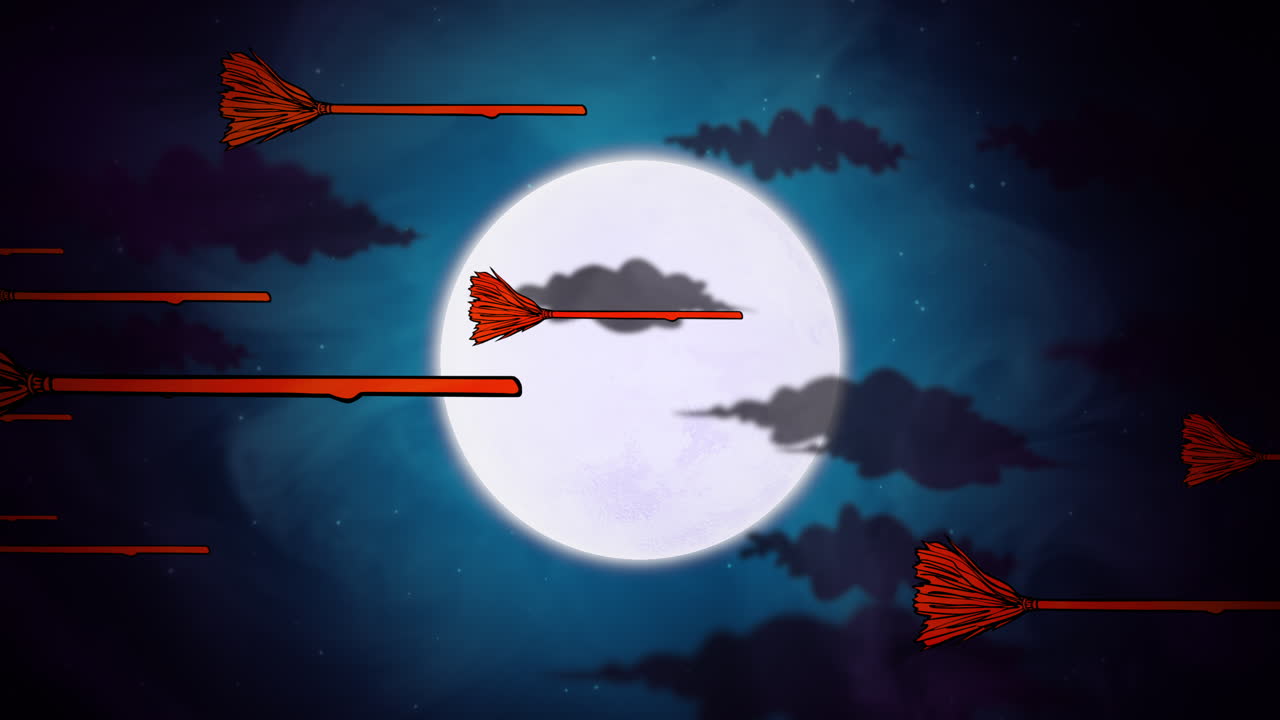 마녀 빗자루와 달 1 할로윈 배경 애니메이션