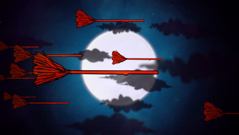 halloween background animation with witch brooms and moon 1