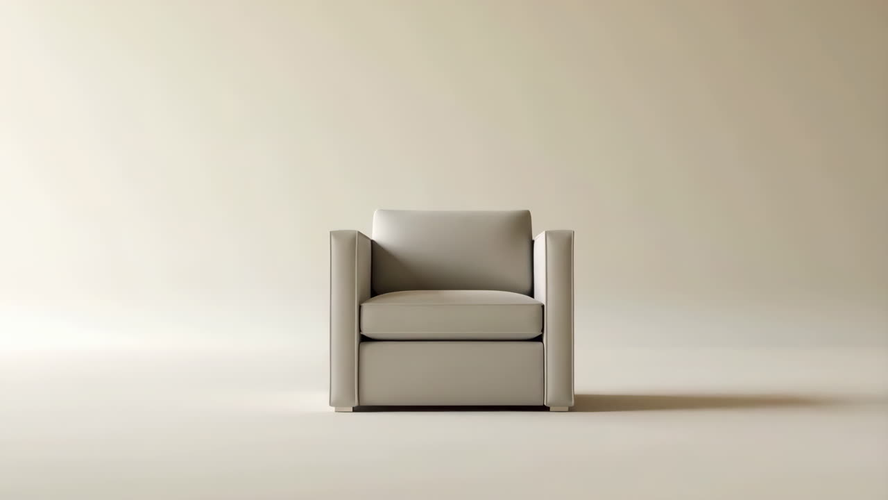 Poltrona beige moderna su uno sfondo minimalista