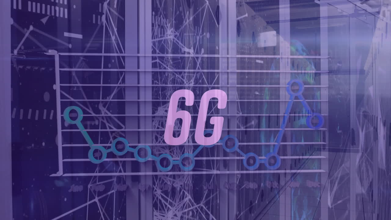 컴퓨터 서버를 통해 6g 텍스트 및 데이터 처리의 애니메이션