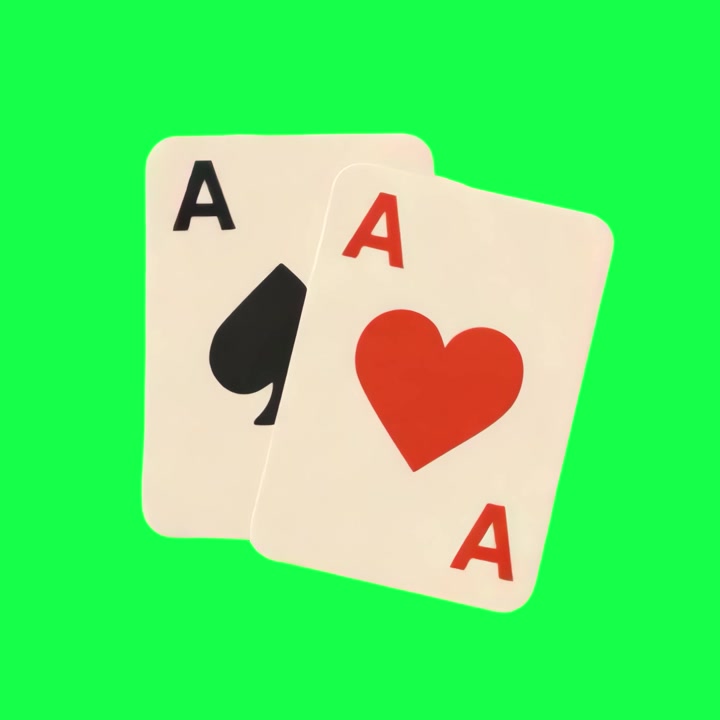Animated Playing Cards Aces Rotating on Green Screen