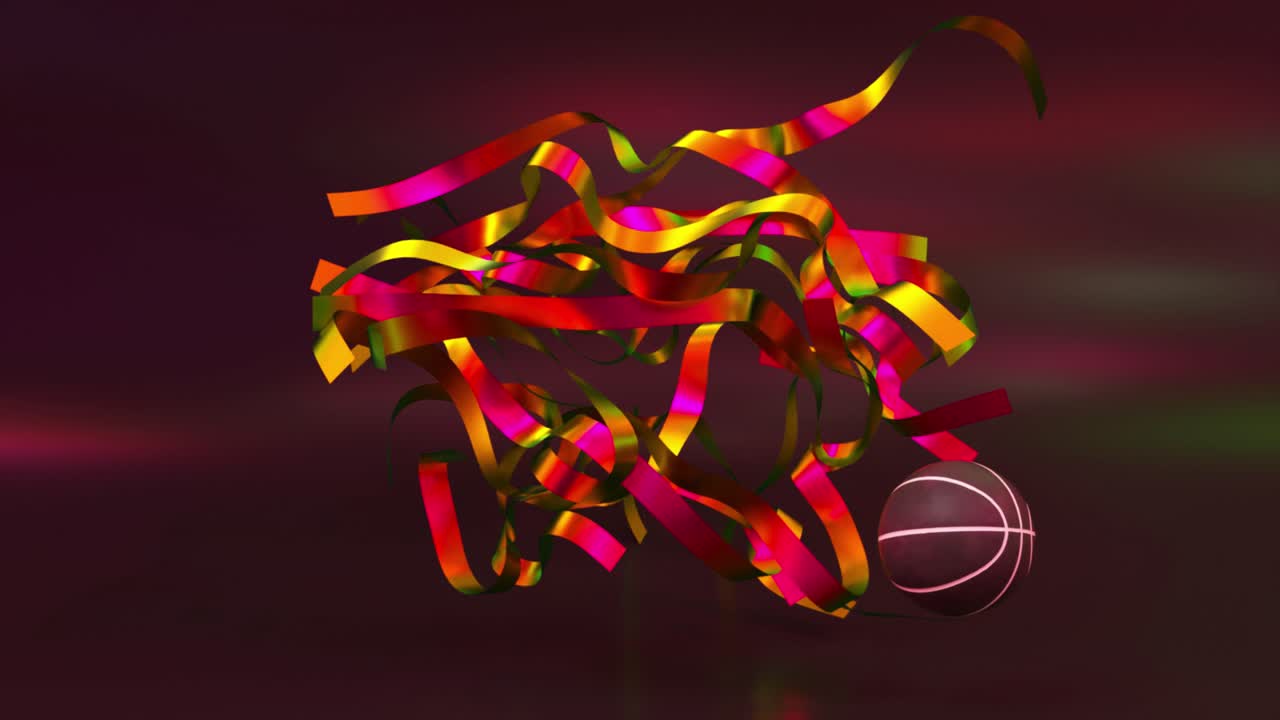 다채로운 리본으로 된 농구