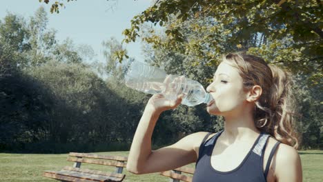 4K-Aufnahme-Von-Jungen-Schönen-Frauen,-Die-Bei-Sonnenaufgang-In-Einem-Park-Übungen-Im-Freien-Machen