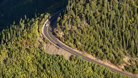 Aerial-view-of-scenic-byway-in-the-Rocky-Mountain-National-Park,-Colorado,-United-States-of-America