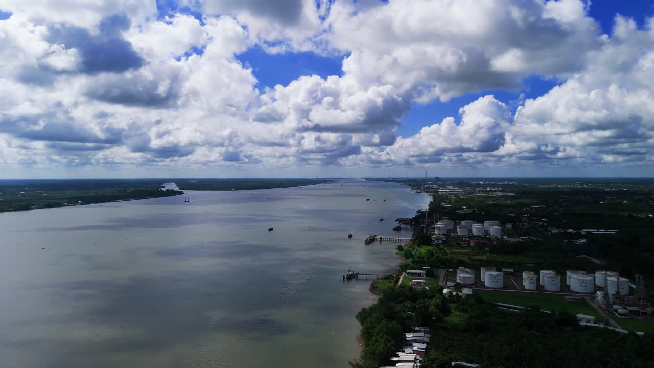 Aerial View of the River in Can Tho.