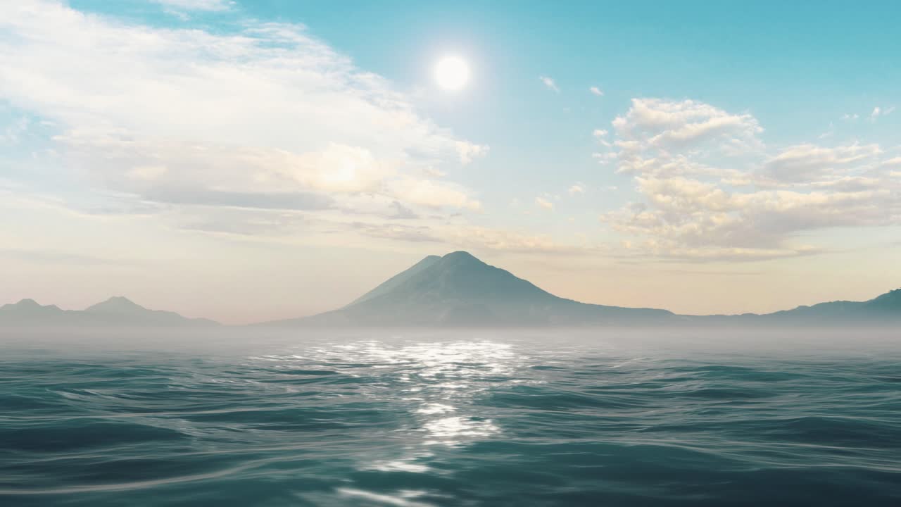 Serene Lake Atitlán Waters with Volcano and Clouds
