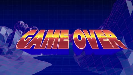 Animation-of-game-over-in-metaverse-space-on-black-background