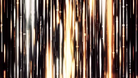 hipnótica lluvia de neón brillante sobre fondo negro, bucle sin costuras. animación. cayendo rayos cortos brillantes en tonos beige.