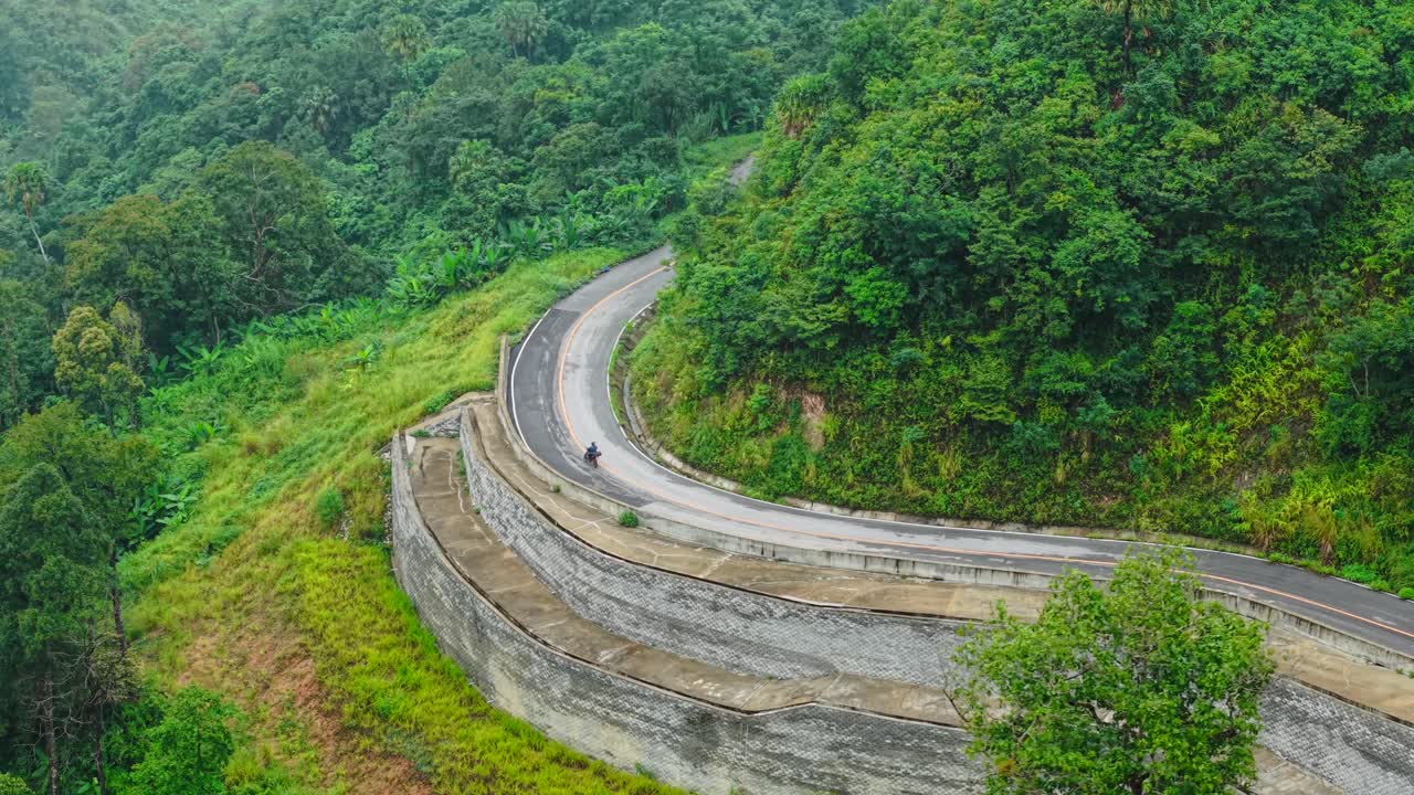 Mountain Road with Motorcycle