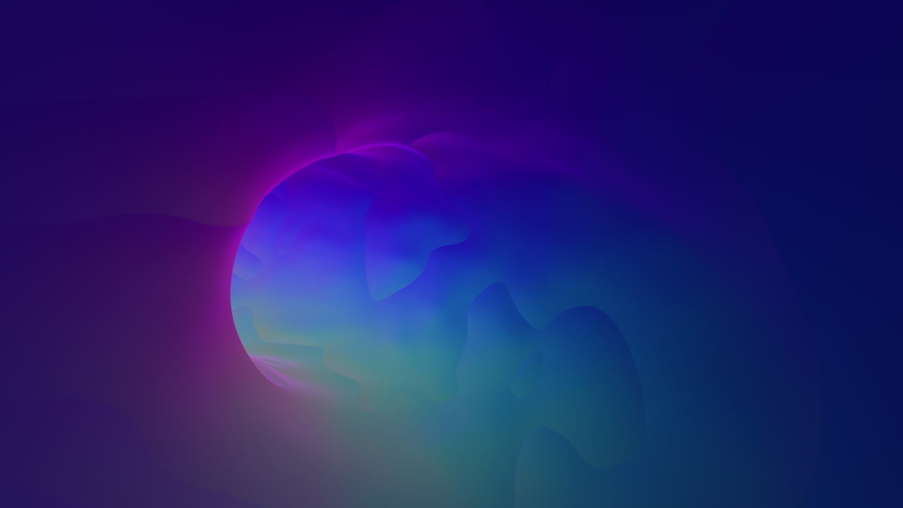 Vibrant abstract of a glowing neon sphere emerging from soft gradients in blue, purple and green tones, creating a futuristic and atmospheric background ideal for titles, overlays and motion design