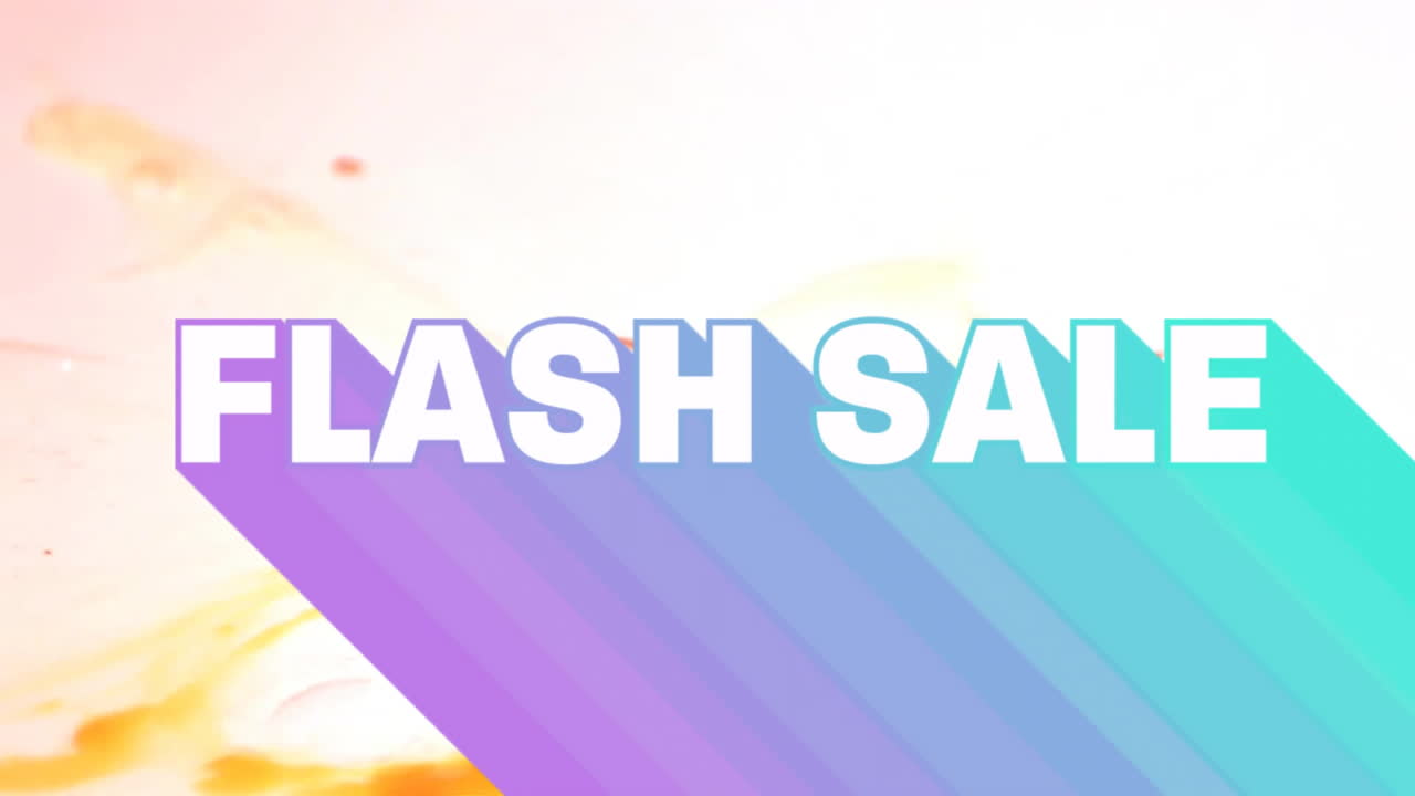 Flash Sale animation on colorful gradient background with abstract design elements