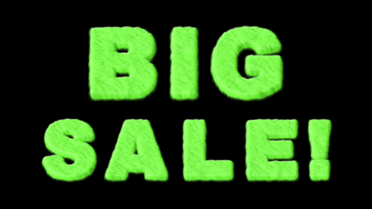 Big Sale Green Furry Text
