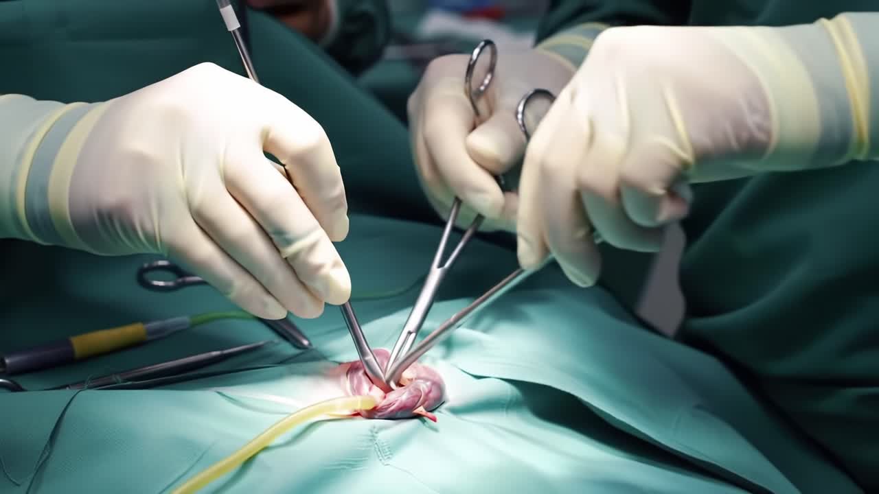 Intricate Surgical Procedure Involving Skilled Hands, Precision Instruments, and a Focus on Patient Care During a Cardiac Intervention in a Medical Setting