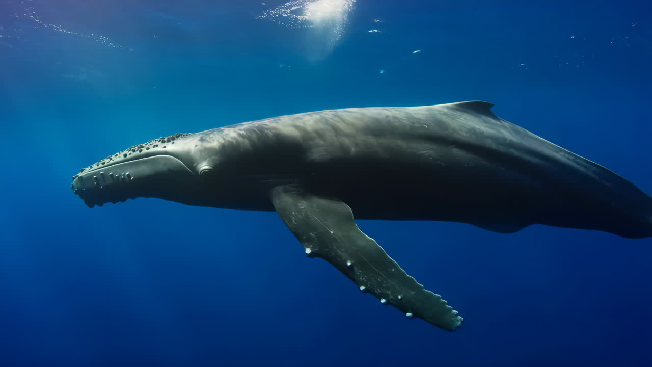 Humpback Whale Swimming Underwater