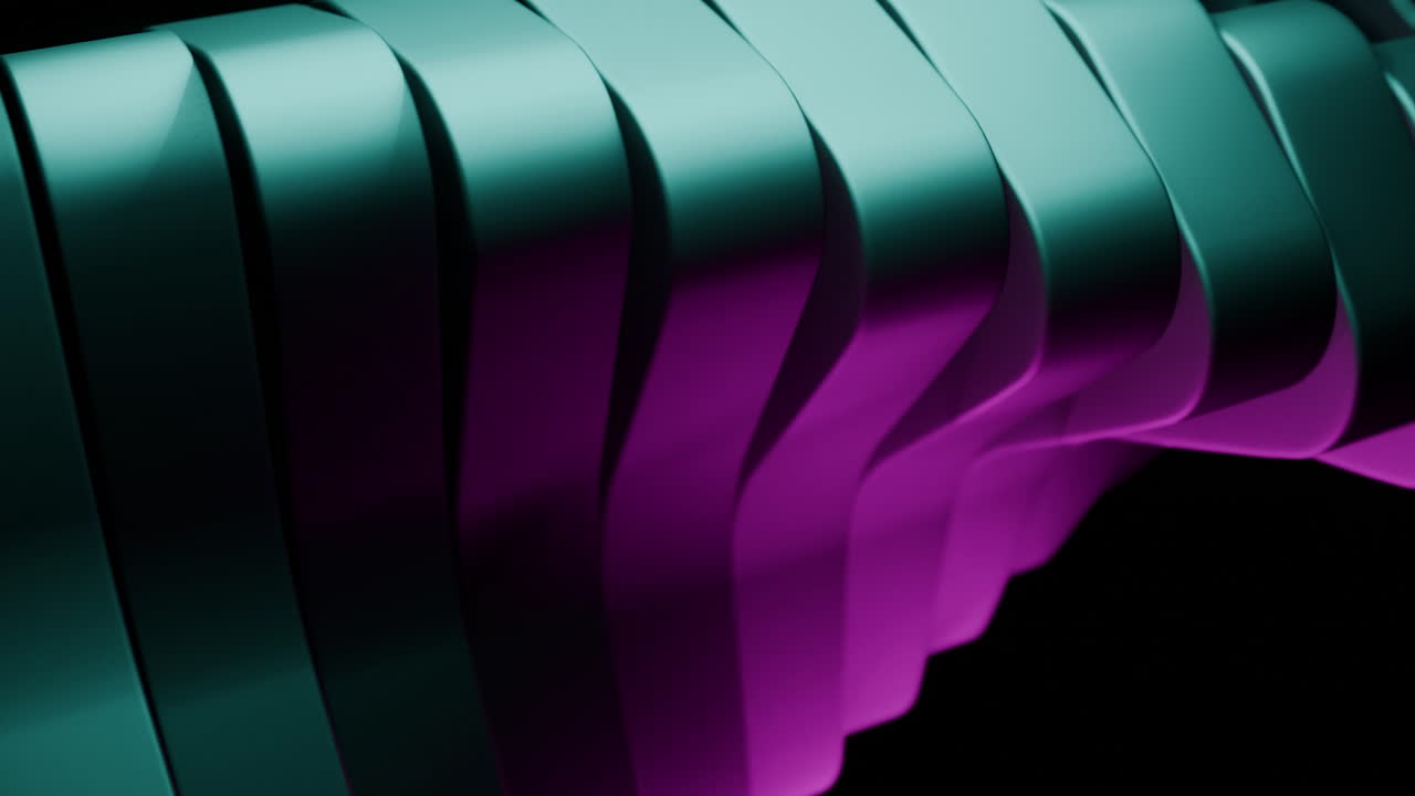 Abstract Dynamic 3D Ribbons with Teal and Purple Gradient