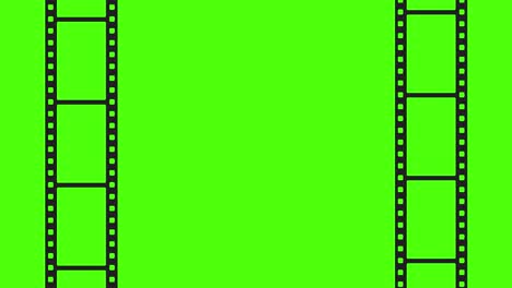 animación de una tira de película en blanco aislada sobre un fondo blanco. película 35 mm. concepto de cine. 4k. pantalla verde