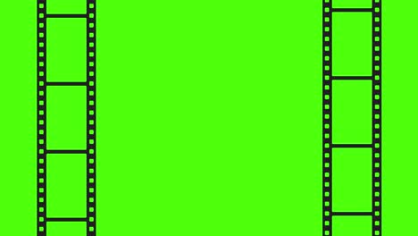 animation of a blank film strip isolated on a white background. film 35 mm. cinema concept. 4k. green screen