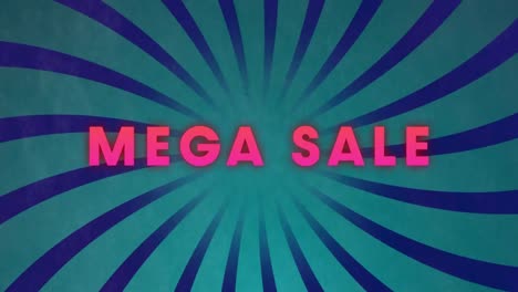Animation-of-mega-sale-in-pink-text-over-rotating-purple-and-blue-stripes
