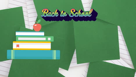 animation of back to school text over school icons
