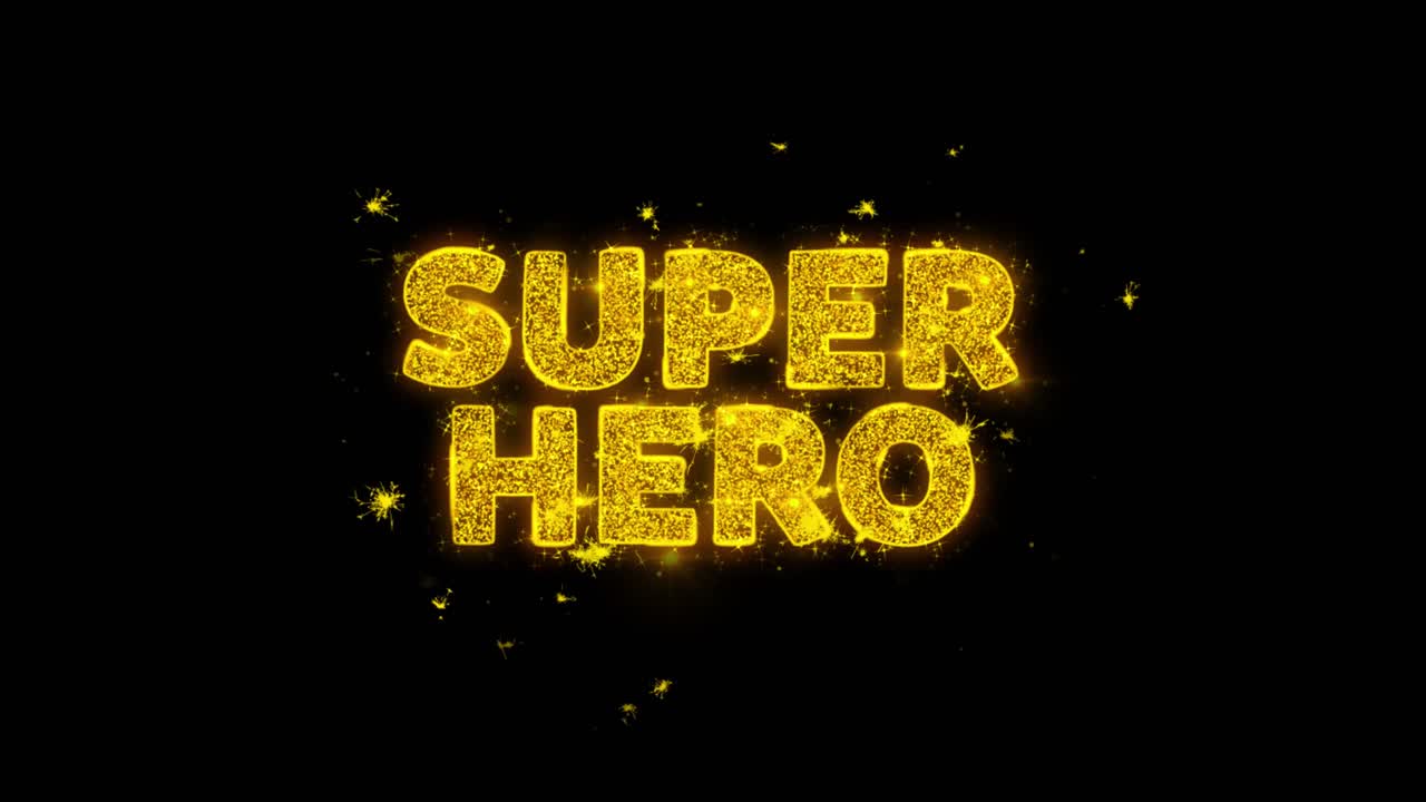 Golden Sparkling Superhero Text