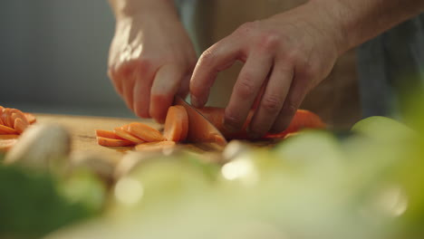 chopping carrots and vegetables for cooking