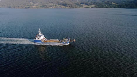 Offshore-Supply-Ship-On-Tasman-Sea-In-Bruny-Island,-Tasmania,-Australia