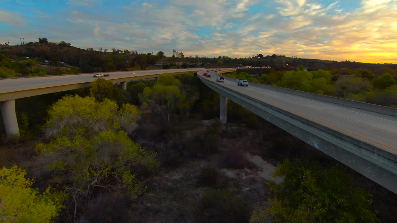 drone view San Luis Rey Bridge freeway