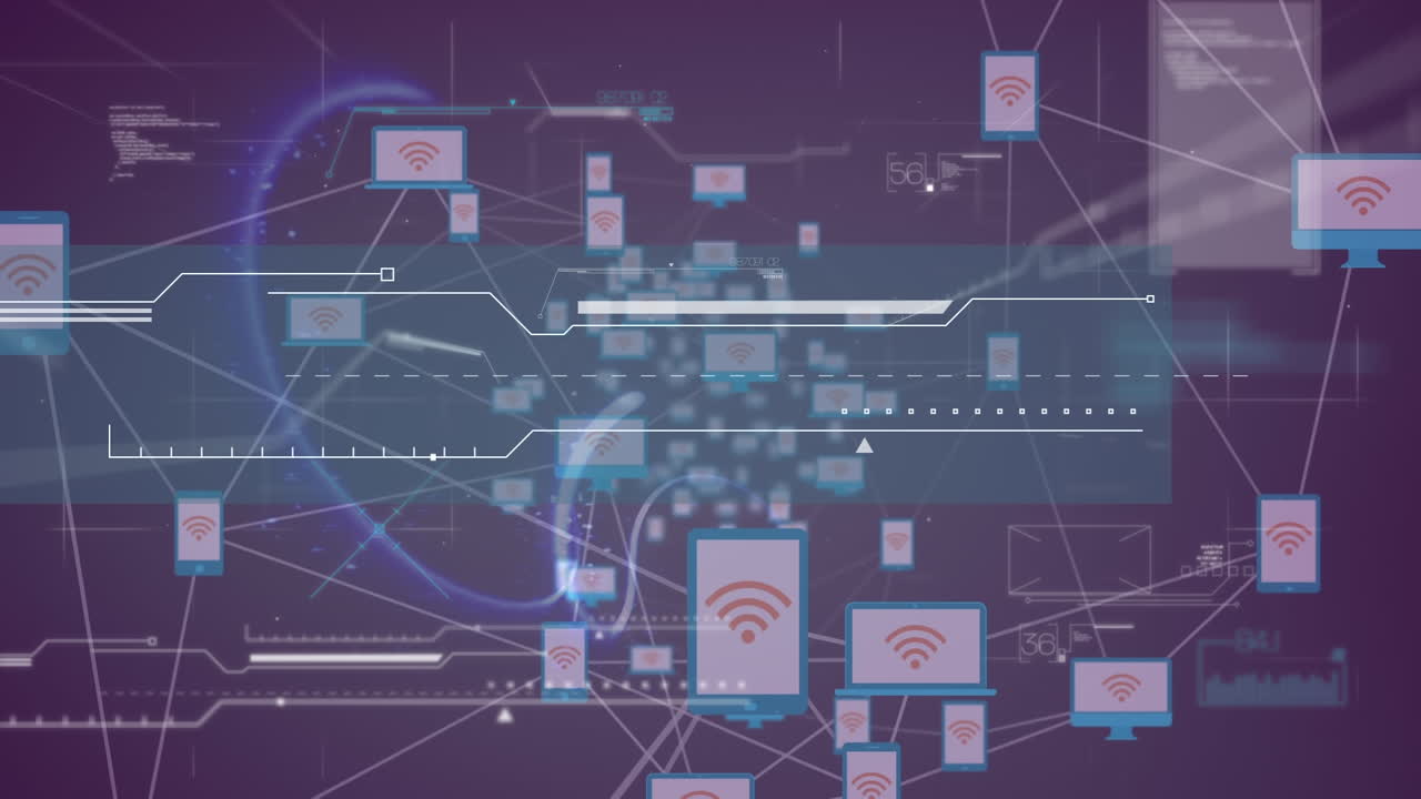 animación de rastros luminosos sobre una red de conexiones sobre fondo negro
