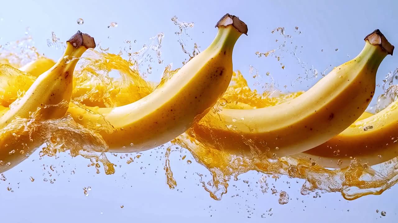 Dynamic Bananas with Yellow Liquid Splash