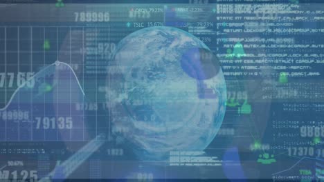 animazione della codifica binaria e dell'elaborazione dei dati in tutto il mondo
