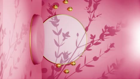 vertical of product display for jewelry luxury items with tree shade moved by a gentle breeze on red background e-commerce online shop sell