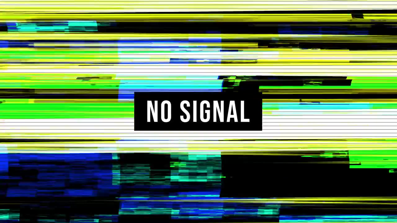 Digital Glitch Effect with No Signal Text Overlay