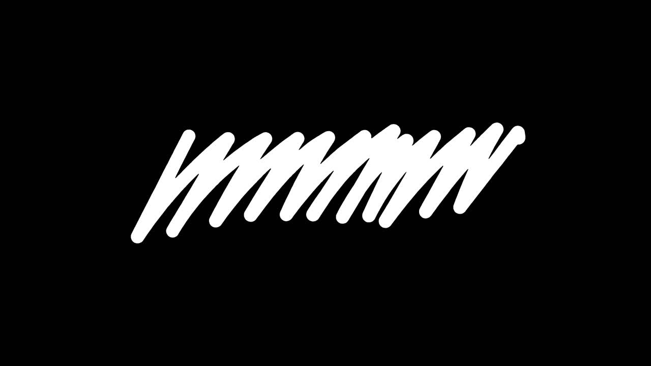 Hvid streg animation der vises og forsvinder på sort baggrund