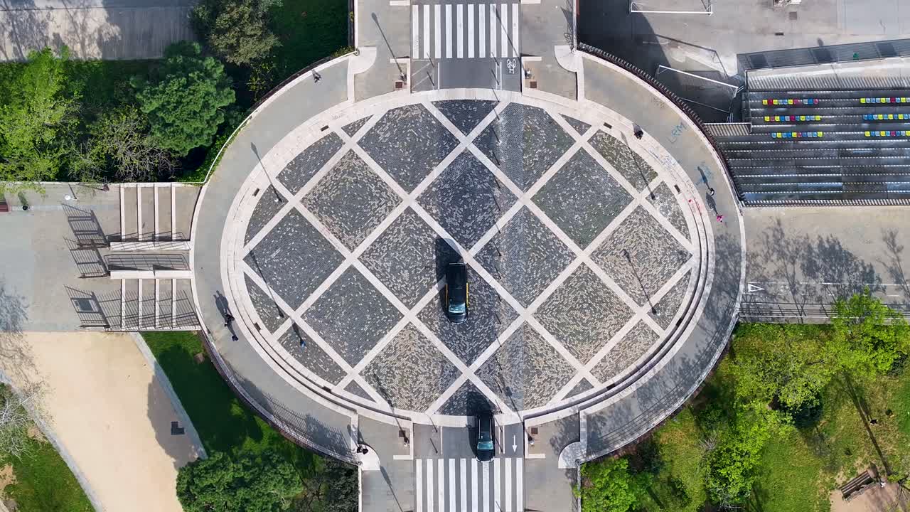Sardenya Roundabout At Barcelona Spain. Famous Roundabout. Downtown Cityscape. Top View Crossing. Sardenya Roundabout In Spain. Barcelona Street Scene